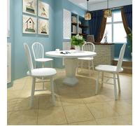 vidaXL 4x Bois d'Hévéa Chaise de Salle à Manger Blanc Chaises de Cuisine Dîner 242027