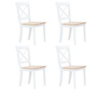 vidaXL 4x Bois d'Hévéa Massif Chaises à Dîner Chaises de Salle à Manger Chaises de Repas Chaises de Cuisine Maison Intérieur 247359