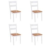 vidaXL 4X Bois d'Hévéa Massif Chaises de Salle à Manger Chaises de Repas Meubles de Cuisine Chaises à Dîner Sièges de Cuisine Maison Intérieur Blanc