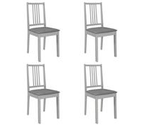 vidaXL 4X Bois Solide Chaises à Dîner avec Coussins Gris Salle à Manger