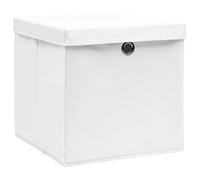 vidaXL 4x Boîtes de Rangement avec Couvercles Coffres de Rangement Boîtes d'Emballage Stockage Foulards Chaussettes Sous-vêtements 28x28x28 cm Blanc