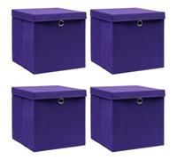 vidaXL 4X Boîtes de Rangement avec Couvercles Pliable Organisateur Bac de Stockage Coffre de Rangement Chaussettes Foulards Violet 32x32x32 cm Tissu