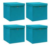 vidaXL 4X Boîtes de Rangement avec Couvercles Pliable Organisateur Bac de Stockage Coffre de Rangement Chaussettes Bleu Azuré 32x32x32 cm Tissu