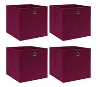 vidaXL 4x Boîtes de Rangement Pliable Organisateur Bac de Stockage Coffre de Rangement Chaussettes Sous-vêtements Rouge Foncé 32x32x32 cm Tissu