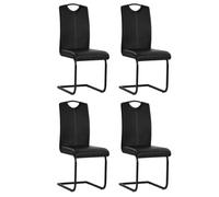 vidaXL 4X Chaise de Salle à Manger Cantilever Noir Chaises à Manger Cuisine