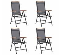 vidaXL Chaises de jardin pliables 4 pcs aluminium et textilène noir 41733