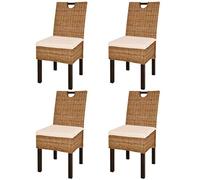 Chaises de salle à manger - vidaXL - Lot de 4 - Rotin Kubu - Bois de manguier - Style contemporain