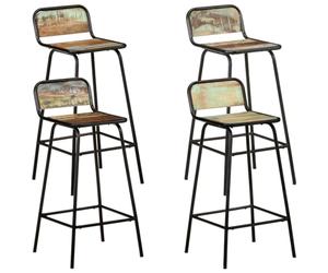 vidaXL 4X Chaises de Bar Bois de Récupération Solide Tabourets de Comptoir Chaises de Pub Sièges de Salle à Manger Tabourets de Cuisine