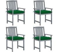 4x Chaises de Jardin avec Coussins Sièges de Patio Chaises de Terrasse Sièges d'Extérieur Chaises de Plage Camping Gris Bois d'Acacia Massif