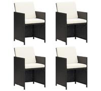 vidaXL 4X Chaises de Jardin Fauteuils de Patio Chaises de Salle à Manger d'Extérieur Sièges à Dîner de Terrasse Résine Tressée Noir