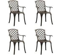 vidaXL 4x Chaises de Jardin Fauteuils de Salle à Manger Chaises de Patio Fauteuils de Terrasse Chaises d'Extérieur Aluminium 315571 Marron G