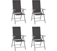 vidaXL 4x Chaises de Jardin Pliables Fauteuils de Patio Chaises de Salle à Manger d'Extérieur Fauteuils de Terrasse Textilène Noir Noir G