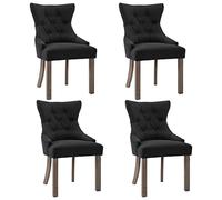 vidaXL 4X Chaises de Salle à Manger Chaises à Dîner Sièges de Cuisine Chaises de Repas Meubles de Cuisine Maison Intérieur Noir Tissu