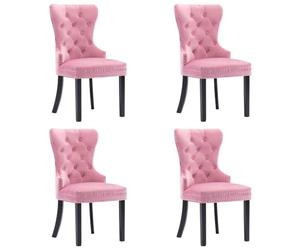 vidaXL 4X Chaises de Salle à Manger Chaises à Dîner Sièges de Salle à Manger Meubles de Cuisine Repas Intérieur Maison Rose Velours