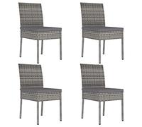 vidaXL 4X Chaises de Salle à Manger de Jardin Chaises à Dîner de Patio Sièges d'Extérieur Chaises de Repas Terrasse Résine Tressée Gris