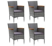 vidaXL 4X Chaises de Salle à Manger de Jardin Chaises de Patio Fauteuil de Terrasse Balcon Porche Piscine Extérieur Résine Tressée Gris