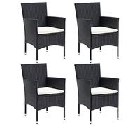vidaXL 4X Chaises de Salle à Manger de Jardin Fauteuils à Dîner de Patio Sièges de Salle à Manger d'Extérieur Balcon Terrasse Résine Tressée Noir