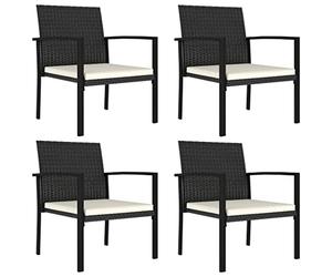 vidaXL 4X Chaises de Salle à Manger de Jardin Fauteuils d'Extérieur Chaises à Dîner Siège d'Extérieur Patio Terrasse Résine Tressée Noir
