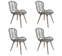 vidaXL 4x Chaises de Salle à Manger Rotin Naturel Marron Salon Cuisine Maison 246854