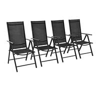 vidaXL 4X Chaises d'Extérieur Aluminium Noir Chaise Longue de Jardin Terrasse