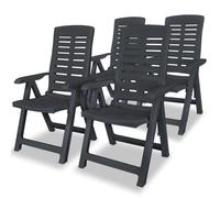 vidaXL 4x Chaises Inclinables de Jardin Fauteuils de Patio Chaises d'Exterieur Sièges de Terrasse Chaises Pliables Plastique 275071