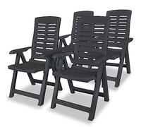 vidaXL 4x Chaises Inclinables de Jardin Fauteuils de Patio Chaises d'Exterieur Sièges de Terrasse Chaises Pliables Plastique 275071
