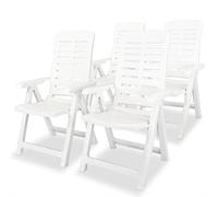 vidaXL Chaises inclinables de jardin pliables – 4x fauteuils patio plastique blanc