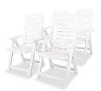 1270extra Lot De 4 Chaises De Jardin Inclinables - Fauteuil De Jardin Plastique Blanc / Haut De Gamme Blanc