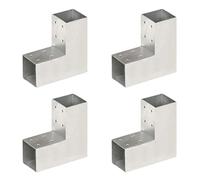 vidaXL 4X Connecteurs de Poteau Forme en L Poutre en Bois Jardin Extérieurs Auvents Electro-galvanisé Galvanisé à Chaud Métal Galvanisé 71x71 mm