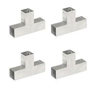 vidaXL 4x Connecteurs de Poteau Forme en T Poutre en Bois Jardin Extérieurs Auvents Electro-galvanisé Galvanisé à Chaud Métal Galvanisé 71x71 mm