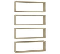 vidaXL 4X Etagères Cube Murales Etagères Suspendues Etagères Flottantes Salon Chambre Salle de Séjour Intérieur Chêne Sonoma 80x15x26,5 cm Aggloméré