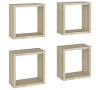 vidaXL 4X Etagères Cube Murales Etagères Suspendues Etagères Flottantes Salon Chambre Salle de Séjour Maison Intérieur Chêne Sonoma 30x15x30 cm