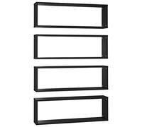 vidaXL 4X Etagères Cube Murales Etagères Suspendues Etagères Flottantes Salon Chambre Salle de Séjour Intérieur Noir 80x15x26,5 cm Aggloméré