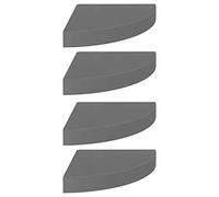 vidaXL 4X Etagères d'angle Flottantes Etagères Murales Bibliothèque Supports Panneaux Muraux Salon Chambre Intérieur Gris Brillant 25x25x3,8 cm MDF