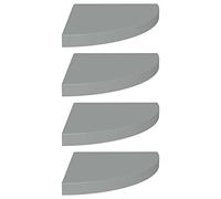 vidaXL 4X Etagères d'angle Flottantes Etagères Murales Bibliothèque Supports Panneaux Muraux Salon Chambre Intérieur Gris 35x35x3,8 cm MDF