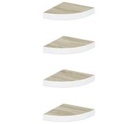 vidaXL 4X Etagères d'angle Murales Etagères Flottantes Suspendues Salon Salle de Séjour Maison Intérieur Chêne et Blanc 25x25x3,8 cm MDF