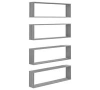 vidaXL 4X Étagères Murales Cube Suspendues Étagères Flottantes Organisateur de Stockage Rangement Intérieur Sonoma Gris 100x15x30 cm Bois
