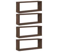 vidaXL 4X Étagères Murales Cube Suspendues Étagères Flottantes Organisateur de Stockage Rangement Intérieur Chêne Marron 60x15x23 cm Bois