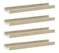 vidaXL 4X Etagères Murales Etagères Suspendues Etagères Flottantes Salon Salle de Séjour Chambre Maison Intérieur Blanc et Chêne Sonoma 40x9x3 cm