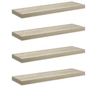 vidaXL 4X Etagères Murales Flottantes Etagères Suspendues Supports Muraux Bibliothèque Salle de Séjour Intérieur Couleur de Chêne 80x23,5x3,8 cm MDF