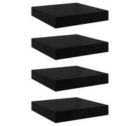 vidaXL 4X Etagères Murales Flottantes Etagères Suspendues Supports Muraux Bibliothèque Salle de Séjour Intérieur Noir Brillant 23x23,5x3,8 cm MDF