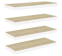 vidaXL 4X Etagères Murales Flottantes Etagères Suspendues Supports Muraux Salon Salle de Séjour Maison Intérieur Chêne et Blanc 60x23,5x3,8 cm MDF