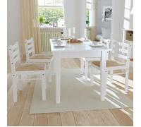 vidaXL 4x Hévéa Solide Chaise de Salle à Manger Blanc Meuble Mobilier Cuisine 242031