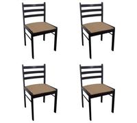 vidaXL 4X Hévéa Solide Chaise de Salle à Manger Marron Chaise à Manger Cuisine