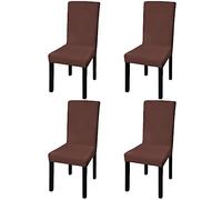 Vidaxl Housse De Chaise Droite Extensible 4 Pcs Marron