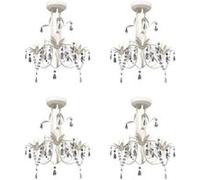 vidaXL 4x Lustres Suspendus à Cristaux Plafonnier Lampe Suspendue Luminaire Eclairage Salon Salle à Manger Salle de Séjour 278739 Or G