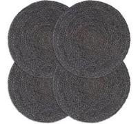 vidaXL 4x Napperons Set de Table Napperons de Restaurant Napperons de Maison Napperons de Table de Salle à Manger Gris Foncé Plain 38 cm Rond Jute 133836 Gris G