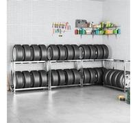 vidaXL Porte-pneus à 2 niveaux 4 pcs Argenté 110x40x110 cm Acier