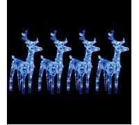 vidaXL 4x Rennes de Noël 160 LED Décoration de Noël Rennes Illuminés Décoration de Vacances Ornement de Fête Jardin Extérieur Bleu Acrylique Bleu G