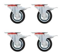 vidaXL 4x Roulettes Pivotantes avec Double Frein Roulette de Mobilier Roulette de Meuble Chariot Roulant Etagère à Livre Bibliothèque Panier d'Achat Capacité 50 kg 75 mm